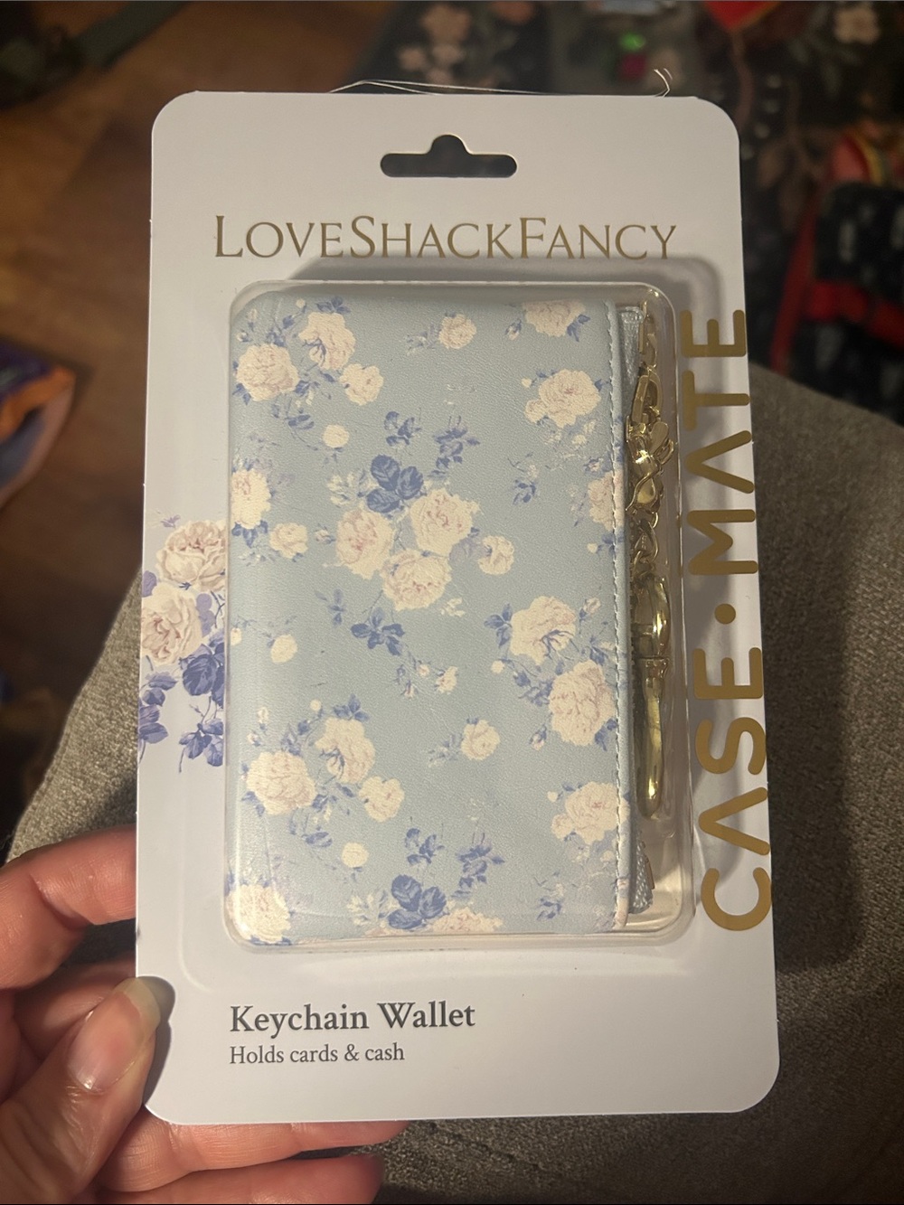 LoveShackFancy Blue Floral Keychain Wallet